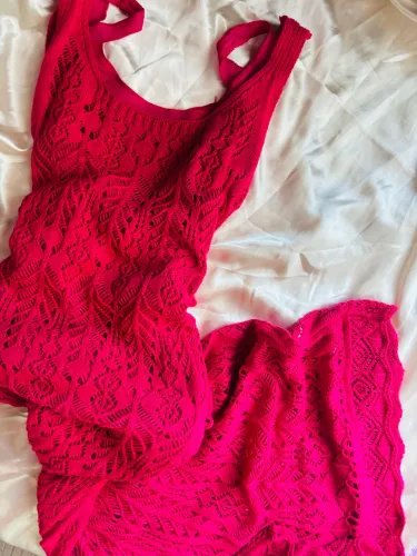 Vestido de tricô rosa longo novo