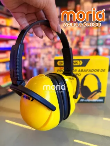 Abafador de Ruídos Concha Preto com Amarelo Protetor Auricular