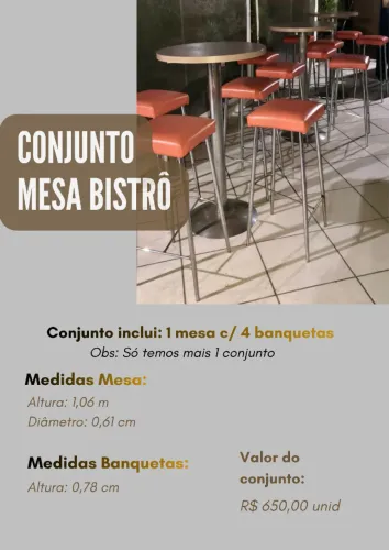 Mesa de bistrô com 4 banquetas