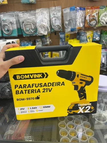 Parafusadeira e Furadeira BOMVINK 21V com 2 Baterias - Modelo BOM-9970