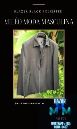 Blaser preto com zíper frontal TAM G
