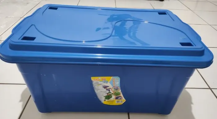 Caixa Organizadora Com Tampa E Trava - Azul