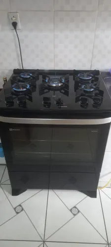Fogão de Piso 5 Bocas à Gás Electrolux FE5GB Efficient com Mesa de Vidro Preto Bivolt<br>