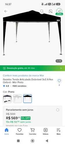 Tenda Sanfonada 3x3 usado umas 3x