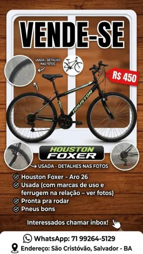 Bicicleta Houston Foxer Maori Aro 26 - Pouco Tempo de Uso