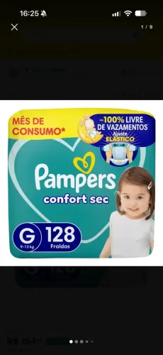 Fralda Pampers Confort Sec Tamanho G 128 Unidades
