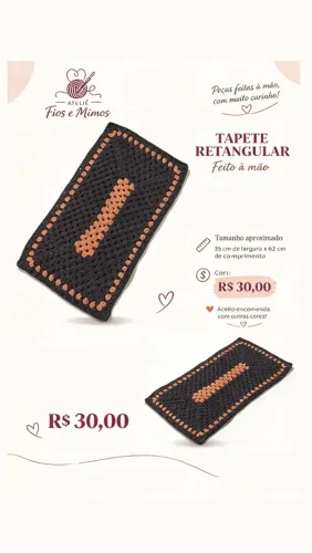 Tapete retangular de crochê