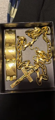 Corrente Cartier + pingente + bracelete ouro 18k