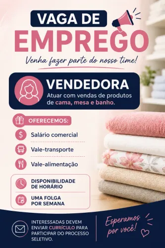 Vaga para vendedora
