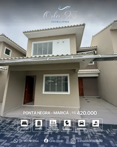 PONTA NEGRA, ORLA 23 IMOBILIÁRIA VENDE! Duplex em condomínio próximo ao canal