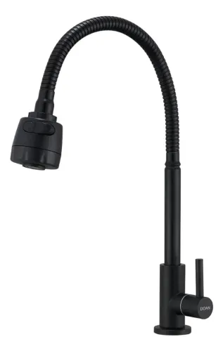 Torneira Para Cozinha Doan Nox06b Flexivel Acabamento Escovado Cor Preto