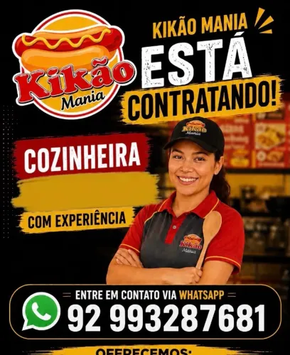 Vaga de emprego/ atendente e cozinheira