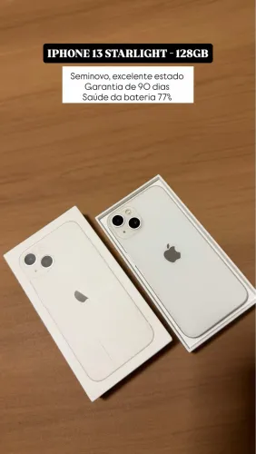 iPhone 13 Starlight 128GB, Seminovo, 77%, Garantia