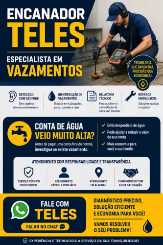Serviços de Encanador - Caça Vazamentos Invisível + Laudo Técnico para BRK / Casal