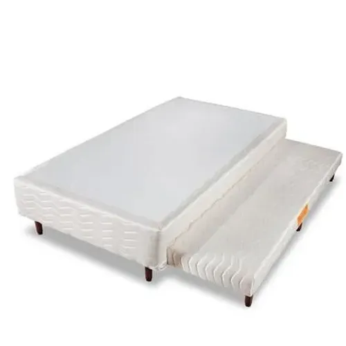 Base para cama Box com colchão retrátil rodinhas solteiro king cor pérola