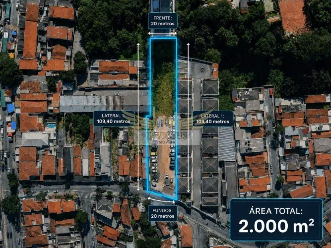 Terreno Plano com 20 metros de Frente para Alugar, 2.000m² - Vila Eldízia, Santo André/SP.