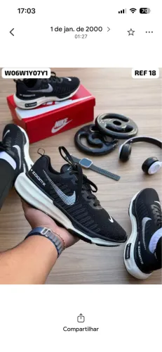 Tênis esportivo Nike preto bem confortável para corrida e academia