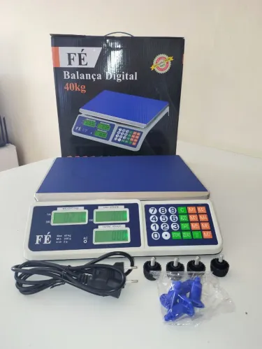 Balança Comercial Digital 40kg com Visor Duplo LED | Bivolt e Bateria Recarregável