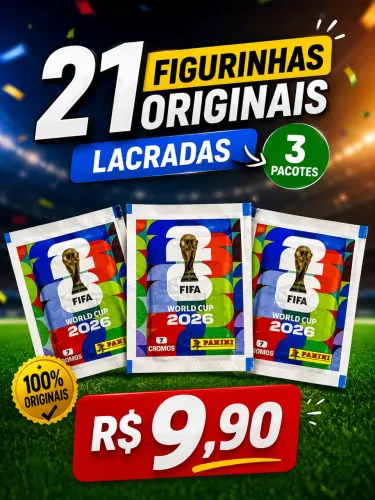 3 pacotes Figurinhas da copa 2026 por 9,90 original somos loja