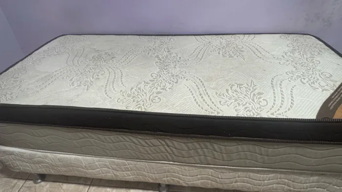 Cama solteiro box + colchão ortobom viscoelastico com molas