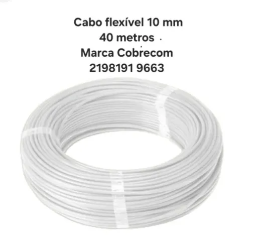 Fio cabo 10 mm 40 metros Branco Cobrecom