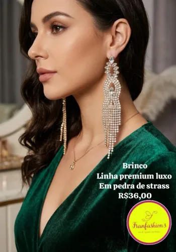 Lindo e maravilhoso brinco feminino pedra de strass linha Premium luxo