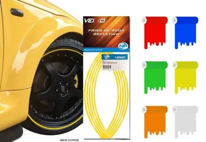Jogo de adesivo de fitas refletivas para rodas carro e moto