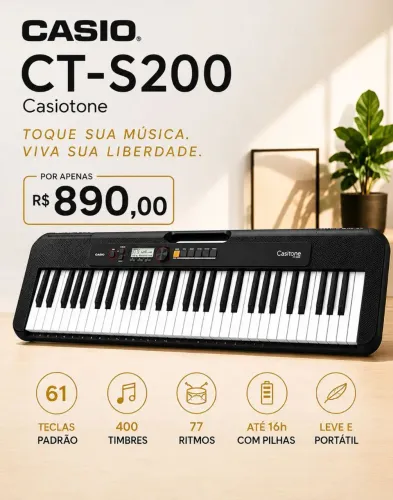 Teclado Casio Ct s200 novo com garantia e NF.