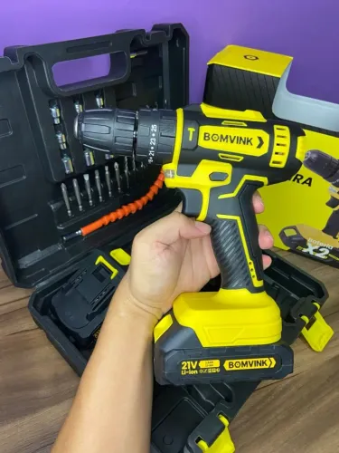 Parafusadeira Furadeira sem Fio + 2 Baterias 21V 1.3 Ah + Carregador - BOM-9969 BomVink