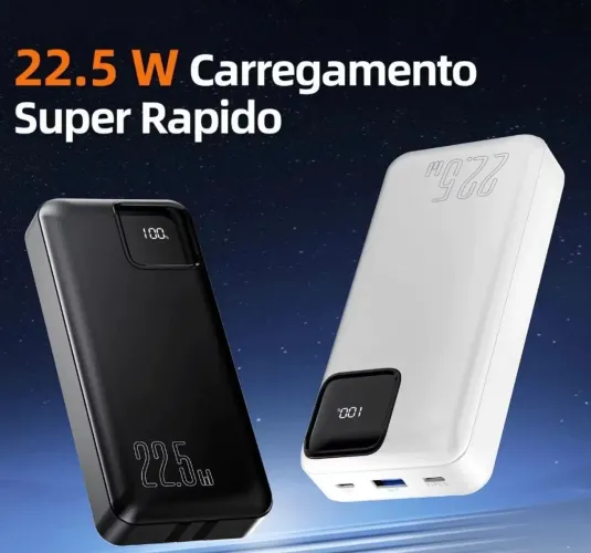 Carregador Portátil 20000mah Universal 22,5W Power Bank Turbo Com Tela LED