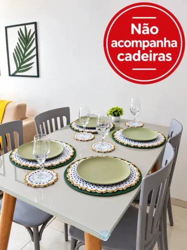 Mesa de jantar c/tampo de vidro off white - 1,30m x 80 cm