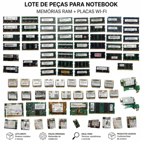 Lote RAM DDR2 DDR3 + Placas Wi?Fi Mini PCIe Notebook Não Testadas