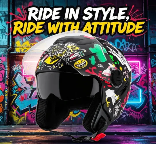 Capacete aberto com oculos