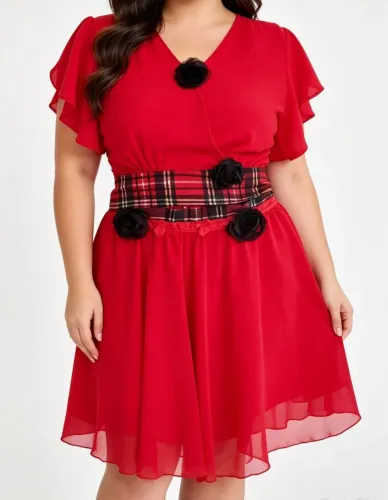 Conjunto blusa e saia com xadrez 