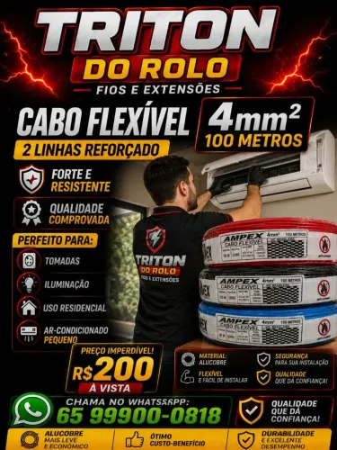 Fio 4 mm Flexível 100 Metros