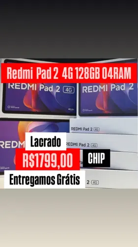 Tablet Redmi Pad 2 4G CHIP 128+04 Lacrado Entregamos Grátis Capa e Película 