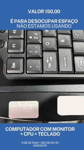 COMPUTADOR COM CPU +  TELA