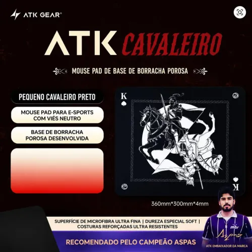 Mousepad ATK Warhorse Large (490x420mm) Branco e Preto - Lacrado