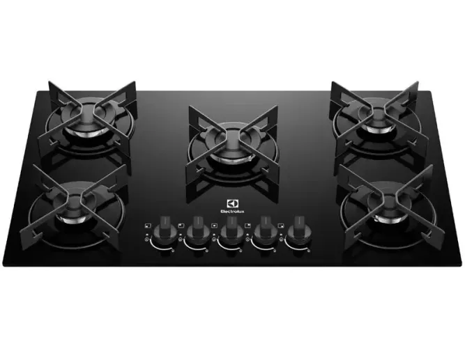 Cooktop 5 Bocas a Gás GLP Electrolux Mesa de Vidro Preto