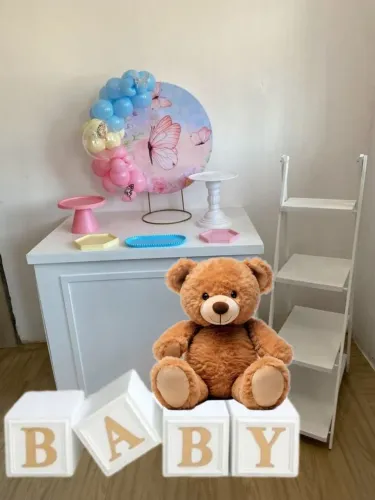 Decoração de mesa baby chá + 20 lembrancinhas Cheia 