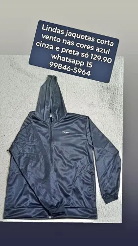 Lindas jaquetas corta vento nas cores azul cinza e preto só 129.90