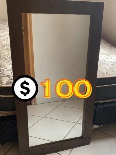 Espelho De Corpo Inteiro / Parede Com Moldura MDF Marrom