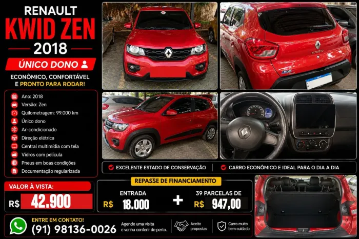 Renault Kwid Zen 1.0 Flex 12V 5P Mec. 2018