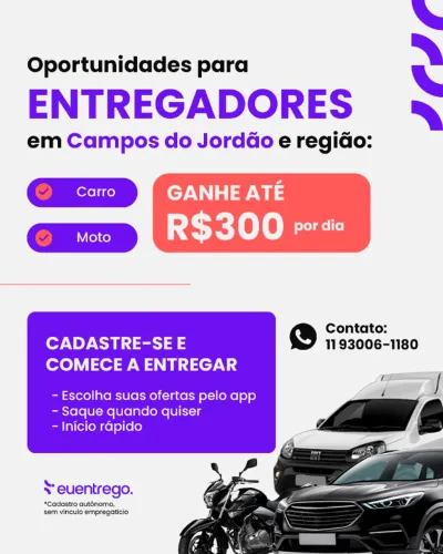 Oportunidade para entregador em Campos do Jordão