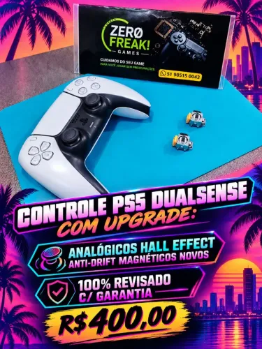 Controle PS5 Dualsense Hall Effect Anti-Drift Magnéticos