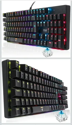 Teclado mecânico gamer switch blue led RGB 7 cores rainbow 12 funções Anti Ghosting Abnt2 