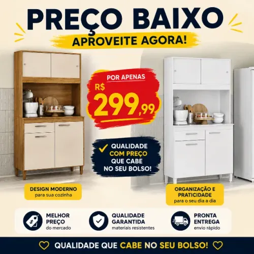 Armário de Cozinha Ceará - Promoção - Novo