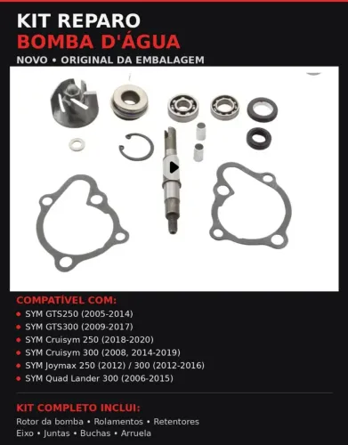 KIT REPARO BOMBA D'ÁGUA ? SYM GTS250/300, CRUISYM 250/300, JOYMAX 250/300, QUAD LANDER 300