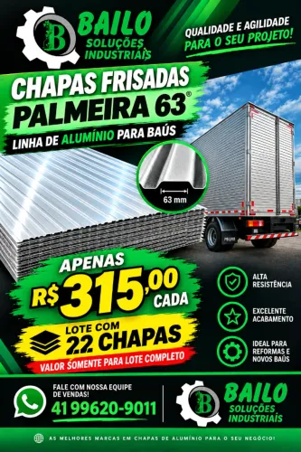 Chapa Frisada de Aluminio Palmeira e Nostra para Baú de Caminhão