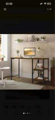 Mesa Escrivaninha Mesa Office Estudo Estilo Industrial Cor Preto Imbuia 1,10m KLM